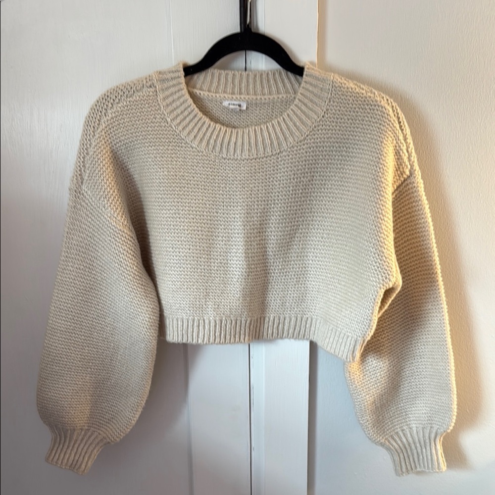 Garage Cream Knit Cropped Women's Sweater